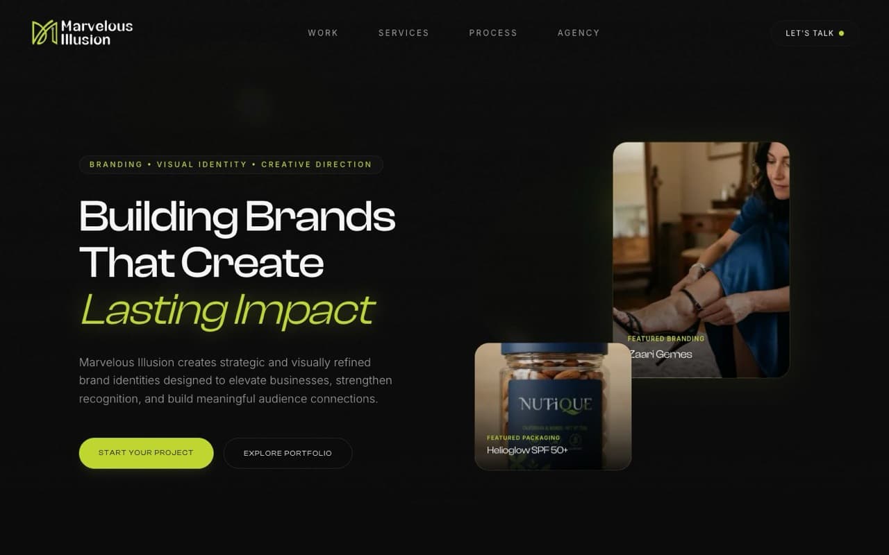 Marvelous Illusion website homepage