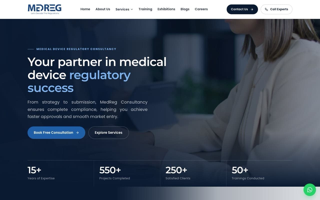 MedReg website homepage