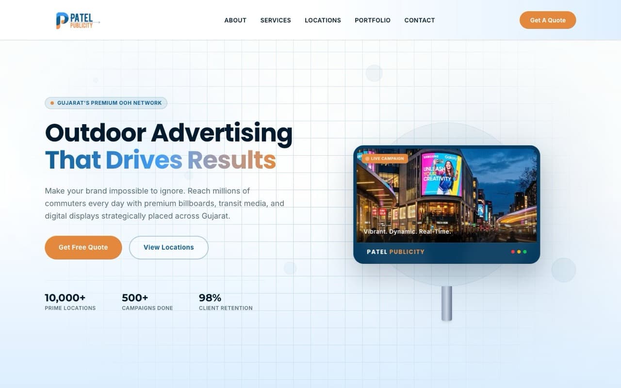 Patel Publicity website homepage